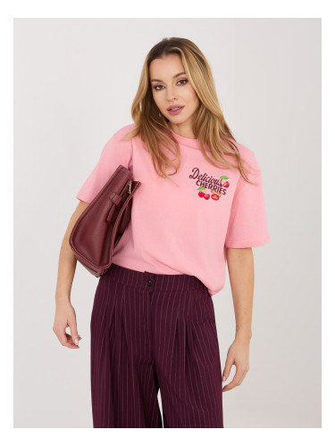 Розова тениска с щампа