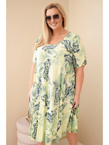 Рокля с големи размери и къс ръкав, с пейсли мотив