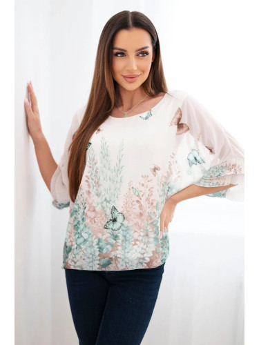 Дамска блуза с плисирани ръкави