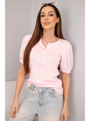 Дамска оребрена блуза с къс ръкав