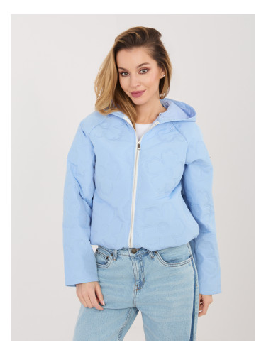 Светлосиньо ватирано яке с качулка