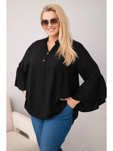 Блуза от вискоза с големи размери и волани