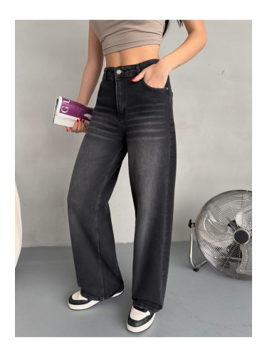 Дамски дънки палацо с висока талия, цвят Dewberry