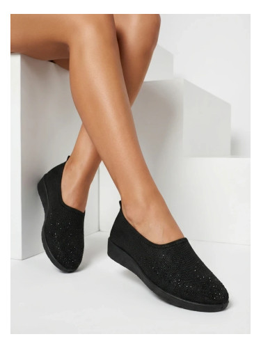 Дамски обувки без връзки с кристали