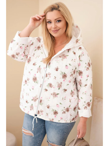 Дамско пролетно яке с големи размери и флорален мотив