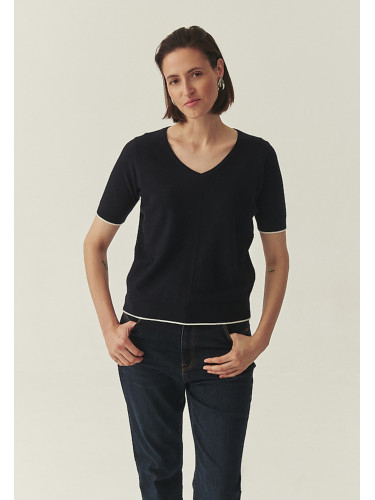 Тъмносиня плетена блуза Mugi Tatuum