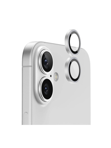 Стъклен протектор с метални рингове за задна камера MBX за Apple iPhone 17, Сребрист