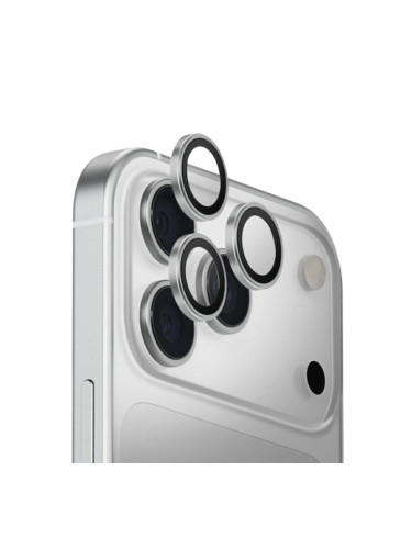 Стъклен протектор с метални рингове за задна камера MBX за Apple iPhone 17 Pro, 17 Pro Max, Сребрист