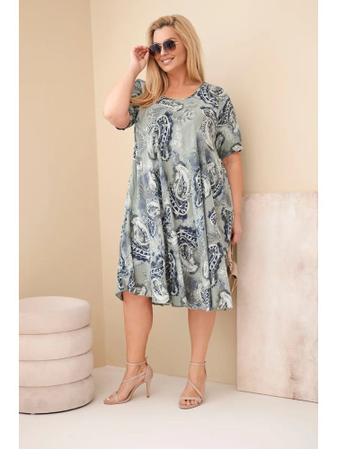 Дамска рокля от вискоза plus size с къс ръкав