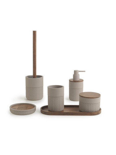 Аксесоари за баня Thea в сиво и натурално тъмно