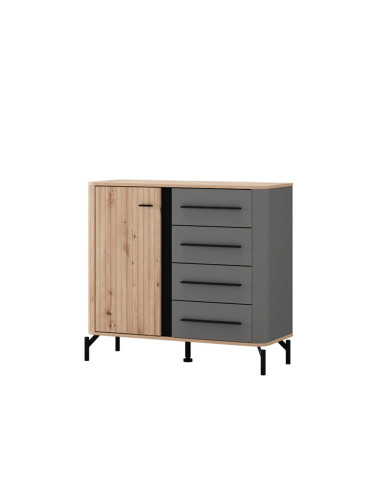 СКРИН СИНОП С 1 ВРАТА И 4 ЧЕКМЕДЖЕТА 102.5/40/94 СМ В ДЪБ АРТИСАН И СИВО