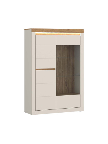 НИСКА ВИТРИНА НЕКСТ 104,2/39,6/204,7 СМ В ДЕКОР КАШМИР И ДЪБ