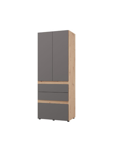 ГАРДЕРОБ АРДЕРИН  78.5/51.5/207.5 СМ В ДЪБ АРТИСАН И ГРАФИТЕНО СИВО