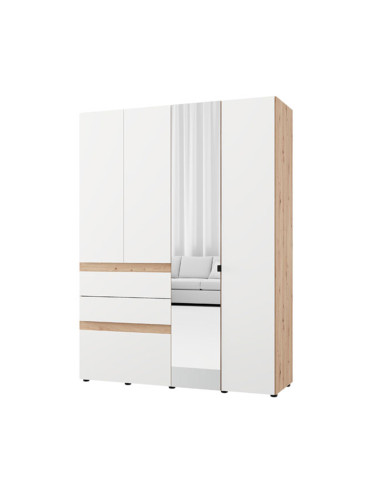 СВЕТЛО ДЪРВЕСЕН ГАРДЕРОБ АРДЕРИН  155/52/207.5 СМ