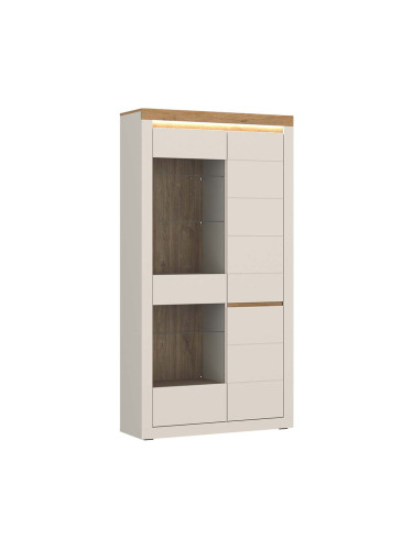 ВИСОКА ВИТРИНА НЕКСТ 104,2/39,6/204,7 СМ В ДЕКОР КАШМИР И ДЪБ