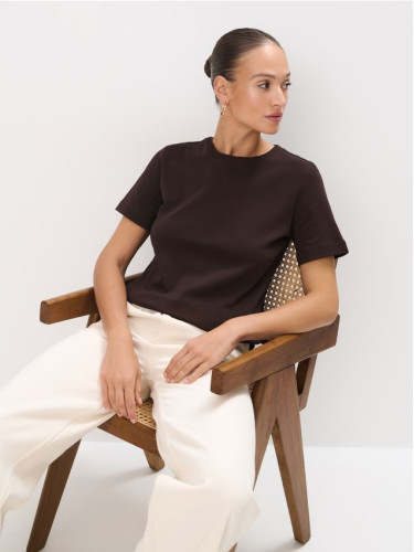 Mohito - Памучна тениска - тъмно кафяво