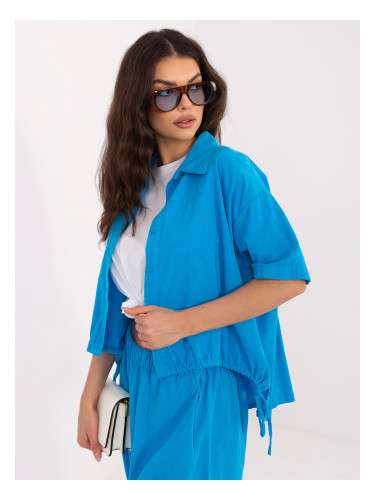 Синя структурирана риза