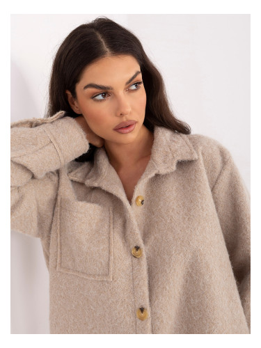 Бежово яке-риза с джобове