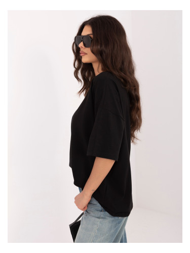 Черна дамска тениска с обикновен дизайн