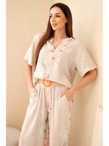 Дамски памучен комплект с къс ръкав