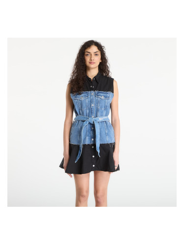 Облекло Karl Lagerfeld Jeans Mixed Material Dress Washed Blue/ Black XS