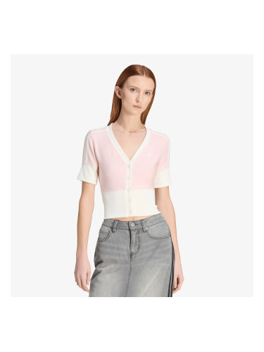 Тениска adidas V-Neck Shirt With Buttons Sandy Pink XS