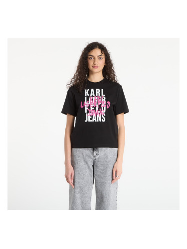 Тениска Karl Lagerfeld Jeans Reg Graffiti Logo Tee Black XS