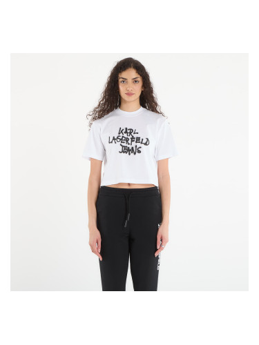 Тениска Karl Lagerfeld Jeans Reg Cropped Graffiti Tee White XS