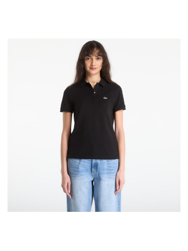 Тениска LACOSTE Short Sleeved Ribbed Collar Shirt Black 36