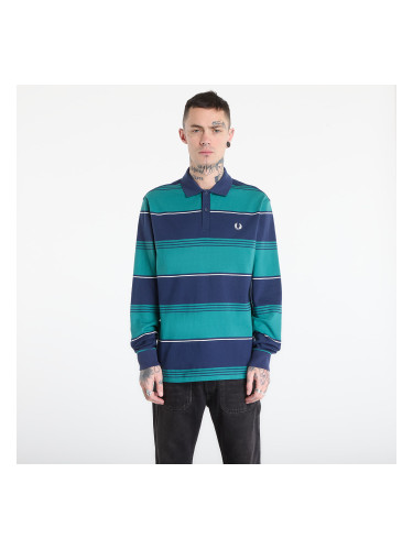 Тениска FRED PERRY Heavyweight Striped Polo Shirt Tennis Blue L