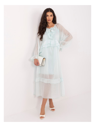 Ментова рокля в бохо стил с подплата