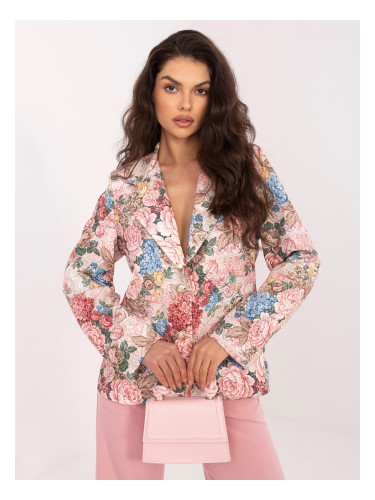 Елегантен розов блейзър с флорален мотив