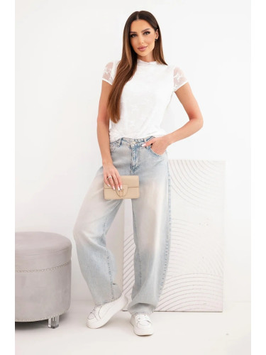 Дантелена блуза Kesi с къс ръкав