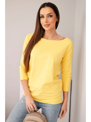 Дамска блуза с деколте тип „лодка“, жълта