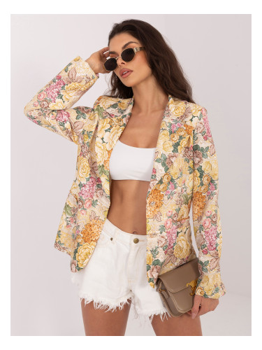 Жълто дамско яке с едноредно закопчаване