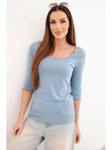 Дамска блуза с кръгло деколте, синя