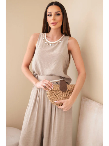 Дамски комплект с потник и широк панталон Kesi