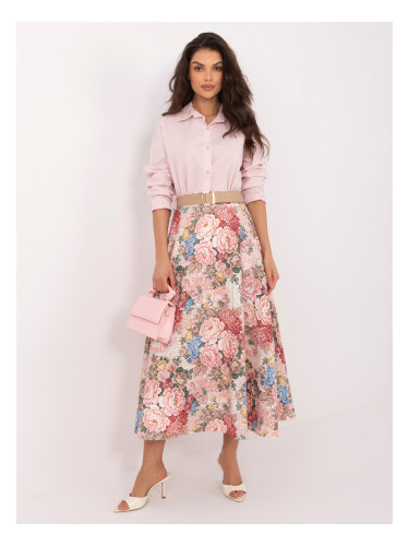 Розова миди пола с флорален мотив