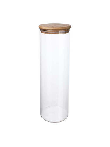 СТЪКЛЕН БУРКАН С БАМБУКОВ КАПАК Ф10/27 СМ