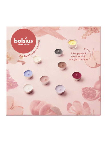 СЕТ 9 БР. АРОМАТНИ ЧАЕНИ СВЕЩИ + ПОСТАВКА АСОРТИ