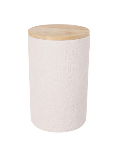 КЕРАМИЧЕН КАНИСТЕР С БАМБУКОВ КАПАК Ф10/16.2СМ