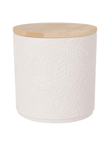 КЕРАМИЧЕН КАНИСТЕР С БАМБУКОВ КАПАК Ф10/10.6СМ