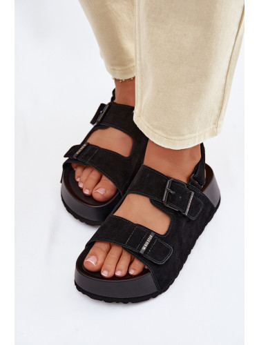 Велурени сандали на платформа BIG STAR