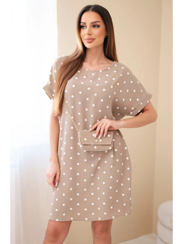 Дамска рокля на точки с чанта