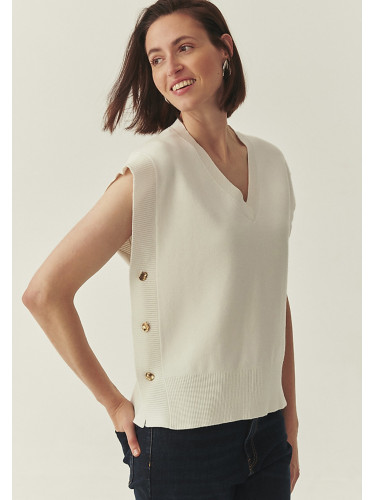 Жилетка от вискоза в цвят екрю Lenzing™Ecovero™