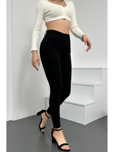 Дънки с висока талия тип „Dewberry“ Skinny Fit - Черни