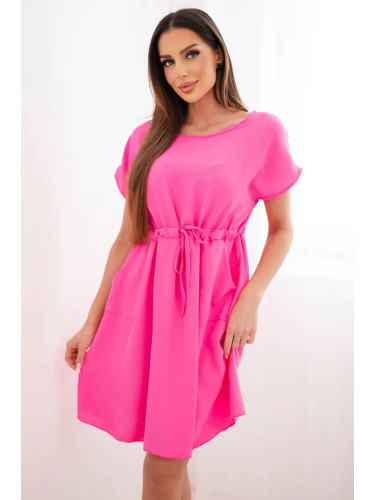 Дамска рокля Kesi с връзка на талията, розова