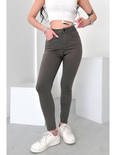 Дънки Dewberry Skinny Fit с висока талия - каки