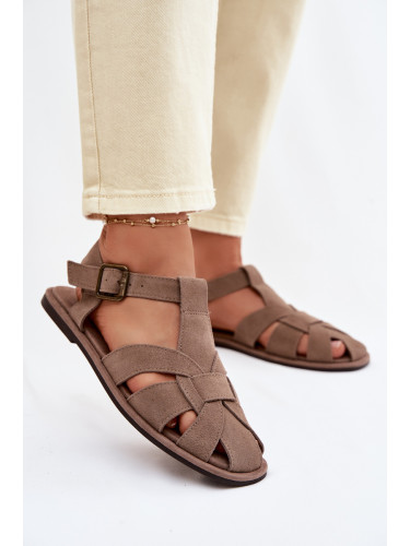 Дамски сандали от естествен велур