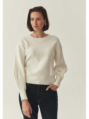 Ежедневен пуловер в екрю с вискоза LENZING™ ECOVERO™